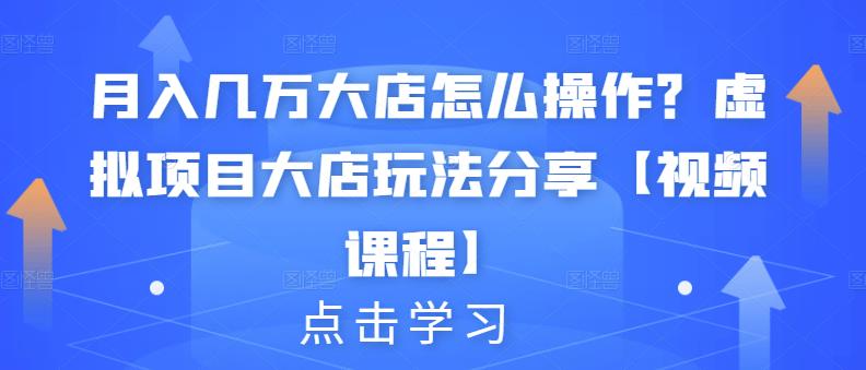 月入几万大店怎么操作？虚拟项目大店玩法分享【视频课程】_七九老刘教程资源分享