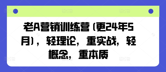 老A营销训练营(更24年9月)，轻理论，重实战，轻概念，重本质_七九老刘教程资源分享